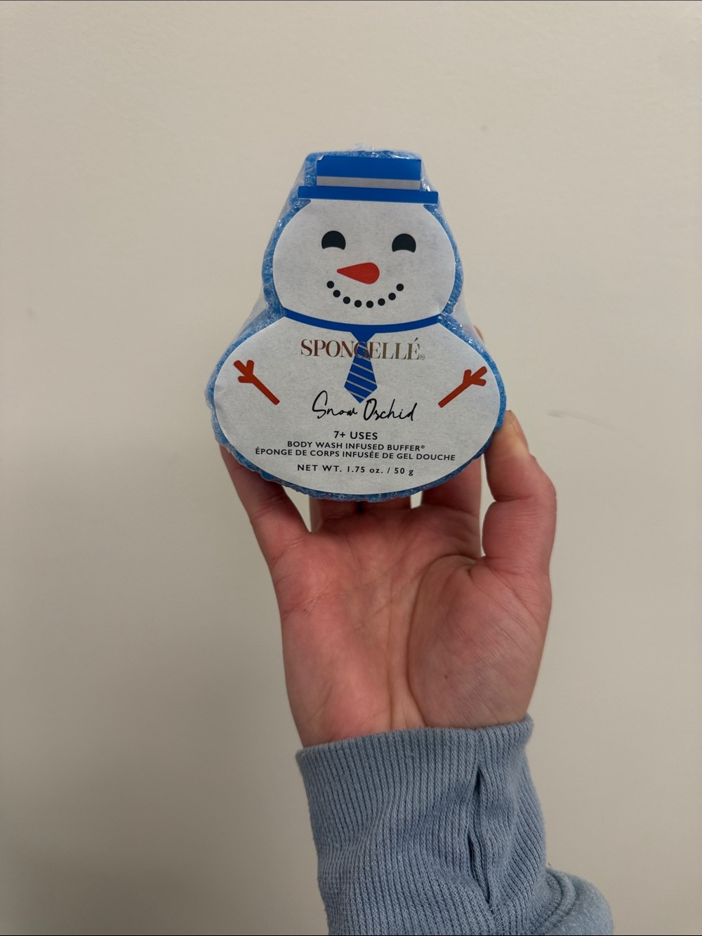 Spongelle Snowman Snow Orchid Body Wash Infused Buffer - Blue